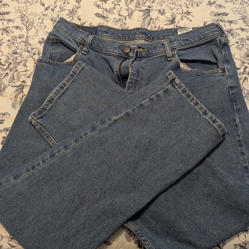 Men's Wrangler Straight Leg Blue Jeans 36x29